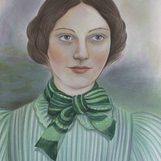 Daisy Harcourt Women and Word: Charlotte Brontë 50 x 36cm Coloured pencil on paper £300
