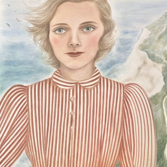 Daisy Harcourt Women and Word: Daphne du Maurier 50 x 36cm Coloured pencil on paper SOLD