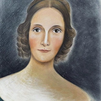Daisy Harcourt Women and Word: Mary Shelley 50 x 36cm Coloured pencil on paper SOLD