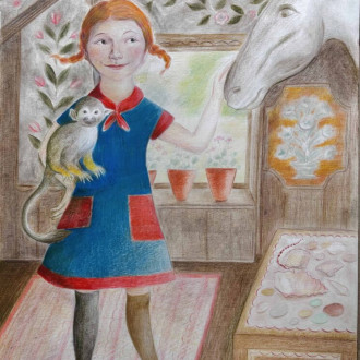 Daisy Harcourt Women and Word: Pippi Longstocking 60 x 42cm Coloured pencil on paper £300