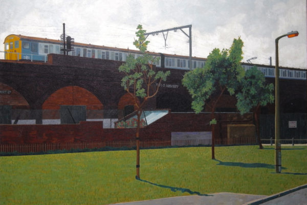 Doreen Fletcher Train through Park (1990) oil on canvas 76 x 102cm £2250